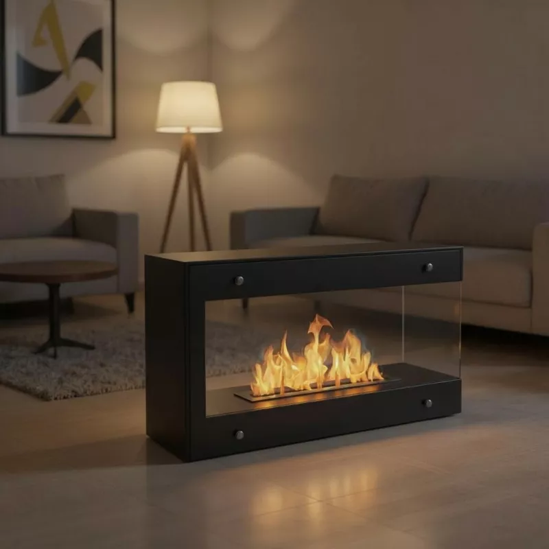 Chimenea de pie de 1 quemador Torino Grande Color Negro