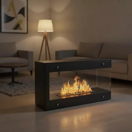 Chimenea de pie de 1 quemador Torino Grande Color Negro