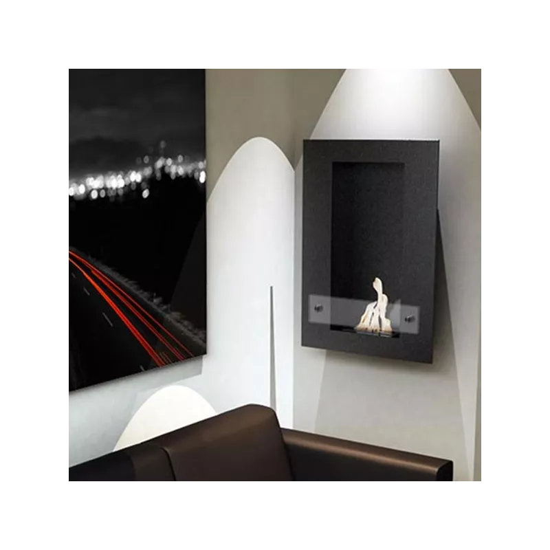 VertigoChimenea de etanol de pared , 80x56x16cm Color Negro