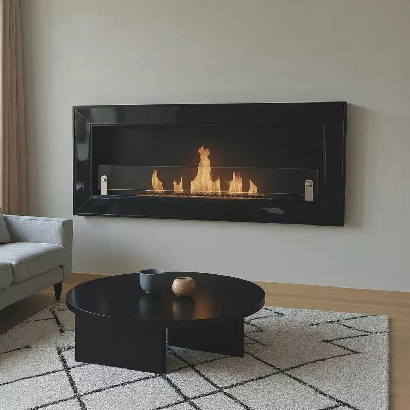 chimenea de etanol mural osani Color Negro brillante