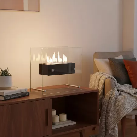 Chimenea acristalada de etanol Zen de pie : Wikao Color Negro