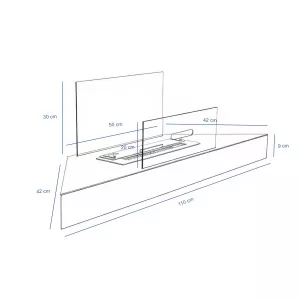 Chimenea angular, 110 x 30 x 9,5 cm
