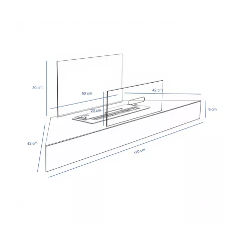 Chimenea angular, 110 x 30 x 9,5 cm Color Acero inoxidable cepillado