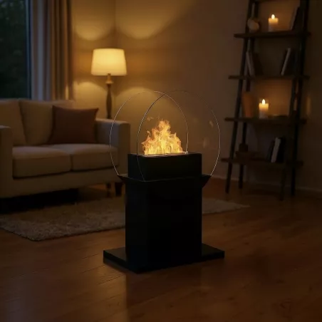 Chimenea independiente Fluvia, 78x60x24cm - quemador de 3 kW Color Negro