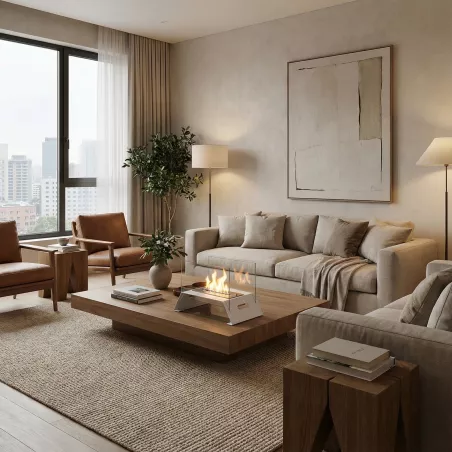 Pequeña chimenea de etanol independiente Diagonal Color Blanco