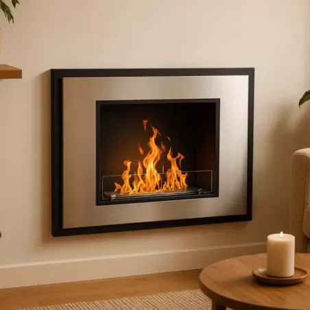 Chimenea de bioetanol InSignal, 80 x 18 x 59 cm Color Acero inoxidable cepillado Opción Vidrio ignífugo