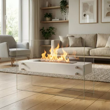 Zaphir Chimenea de etanol independiente 3 kW Color Blanco Quemador 3L/6,5kW