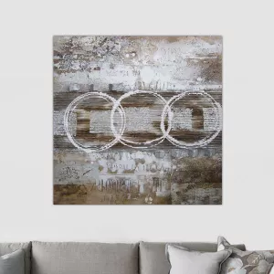Cuadro de diseño estilo Rauschenberg, 100 x 100 cm