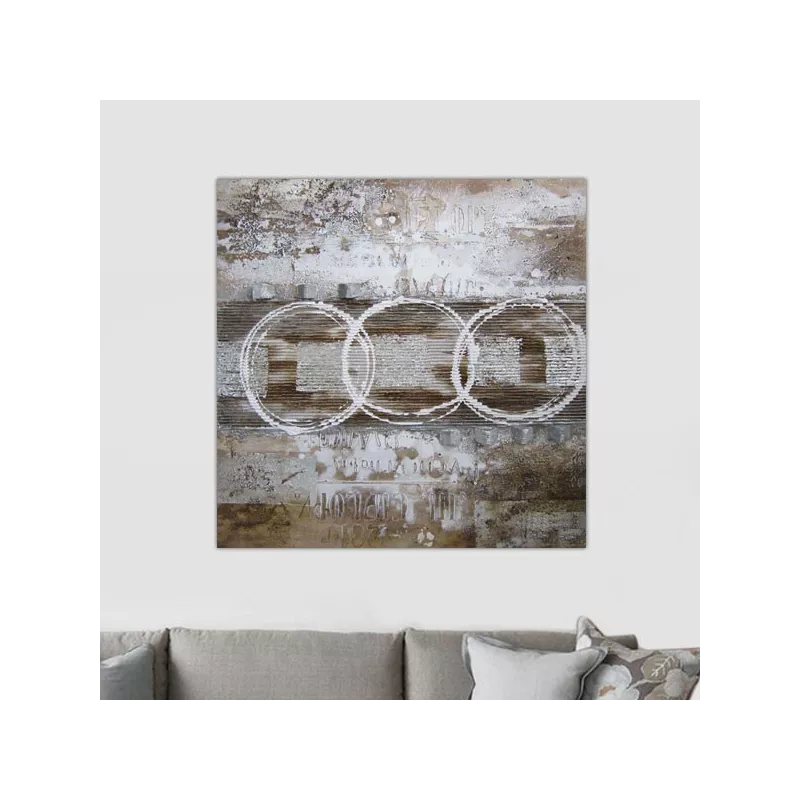 Cuadro de diseño estilo Rauschenberg, 100 x 100 cm