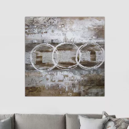 Cuadro de diseño estilo Rauschenberg, 100 x 100 cm