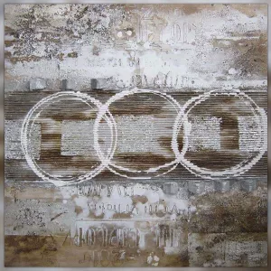 Cuadro de diseño estilo Rauschenberg, 100 x 100 cm