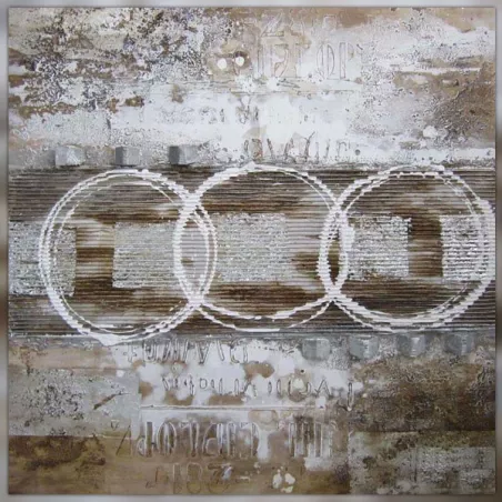 Cuadro de diseño estilo Rauschenberg, 100 x 100 cm