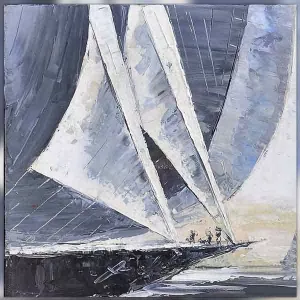 Velero azul marino, tamaño 80 x 80 cm