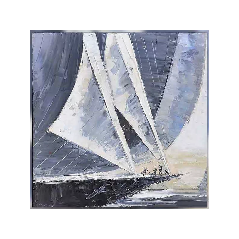 Velero azul marino, tamaño 80 x 80 cm