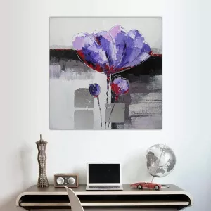 Cuadro flor violeta, cuadro flor cuadrada