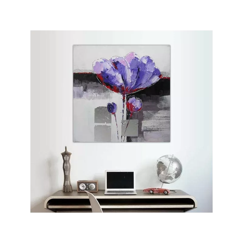 Cuadro flor violeta, cuadro flor cuadrada