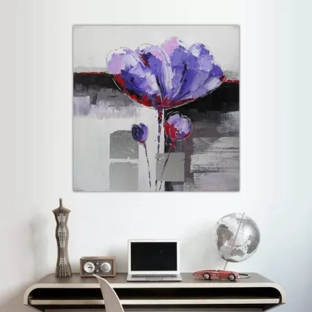Cuadro flor violeta, cuadro flor cuadrada