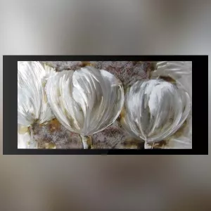Pintura sobre aluminio con ojales blancos, 60x120cm