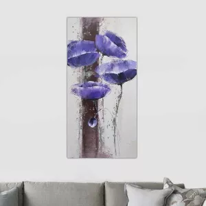 Cuadro de flores azules, anémona 60 x 120 cm