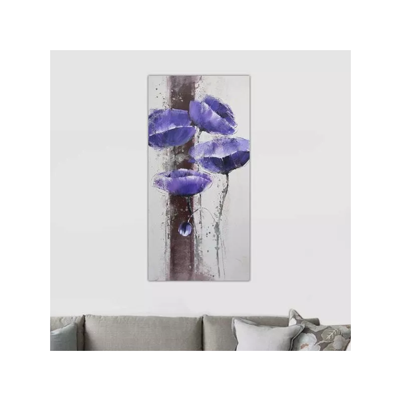 Cuadro de flores azules, anémona 60 x 120 cm