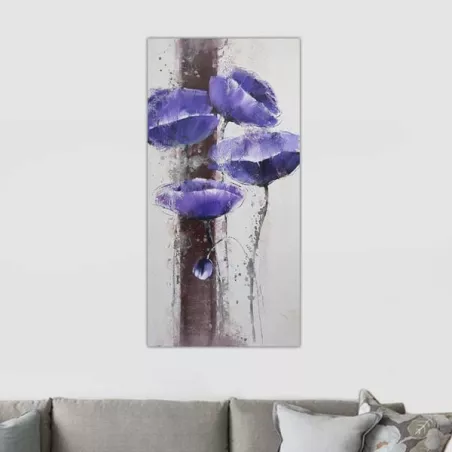 Cuadro de flores azules, anémona 60 x 120 cm