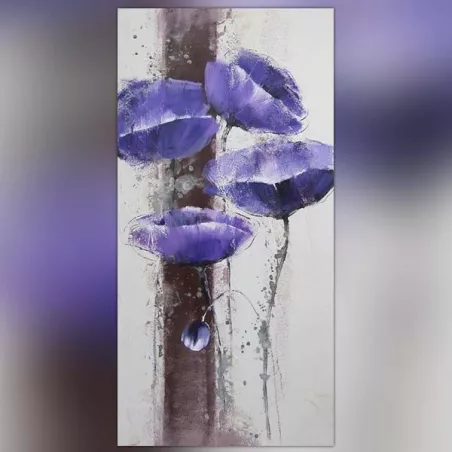 Cuadro de flores azules, anémona 60 x 120 cm