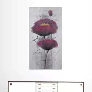 Cuadro amapola violeta, lienzo flor 60x120cm