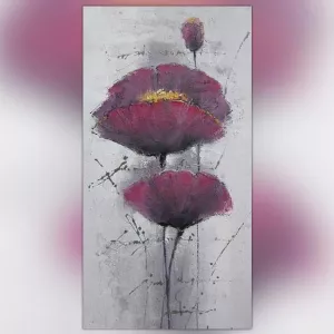 Cuadro amapola violeta, lienzo flor 60x120cm