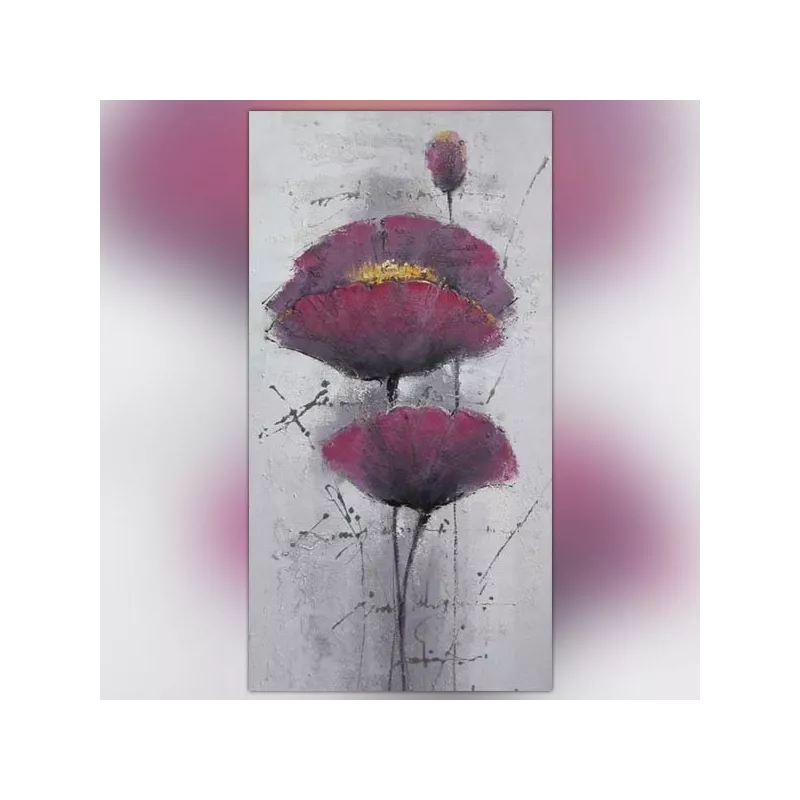 Cuadro amapola violeta, lienzo flor 60x120cm