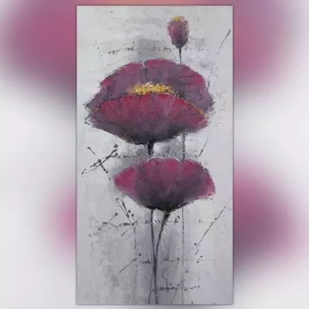 Cuadro amapola violeta, lienzo flor 60x120cm