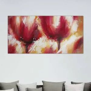Pintura floral de tono carnal, pintura floral roja