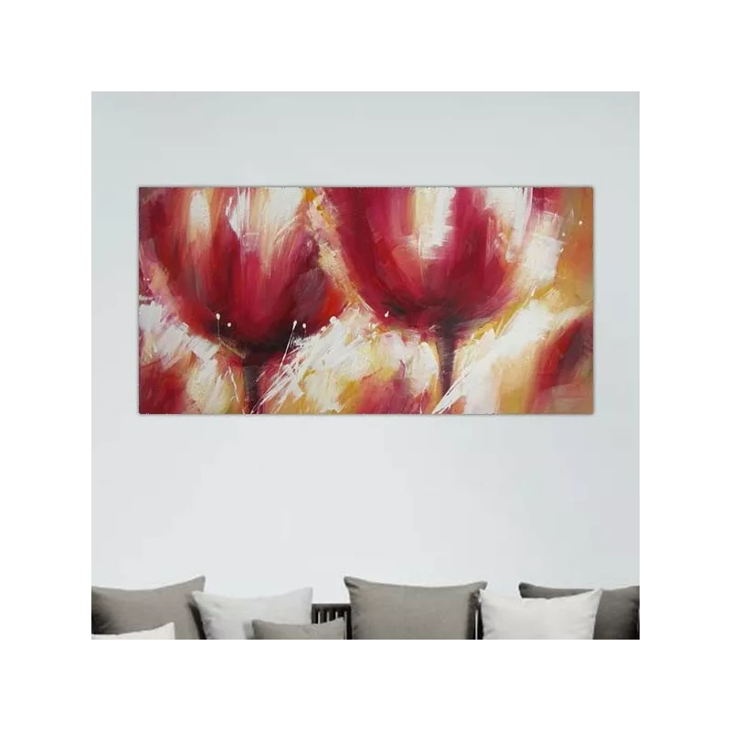 Pintura floral de tono carnal, pintura floral roja