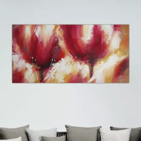 Pintura floral de tono carnal, pintura floral roja