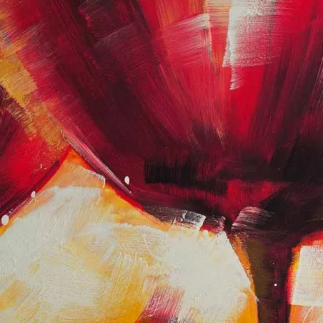 Pintura floral de tono carnal, pintura floral roja