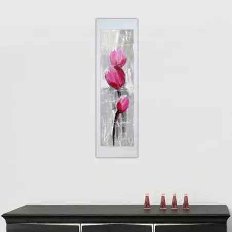 Pintura de flores sobre lámina de aluminio, 40 x 120 cm : WIkao