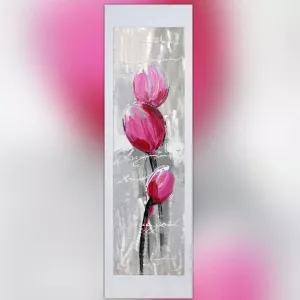 Pintura de flores sobre lámina de aluminio, 40 x 120 cm : WIkao
