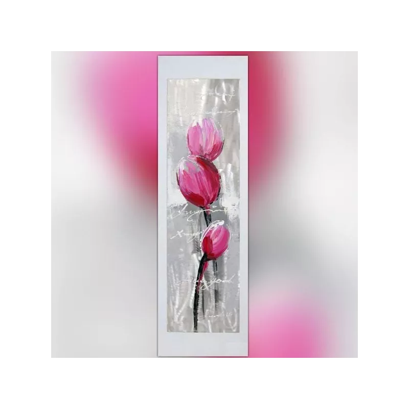 Pintura de flores sobre lámina de aluminio, 40 x 120 cm : WIkao