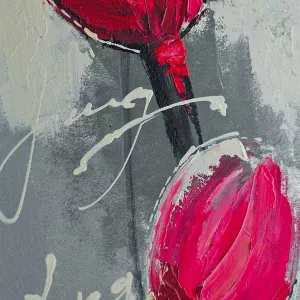 Pintura de flores sobre lámina de aluminio, 40 x 120 cm : WIkao