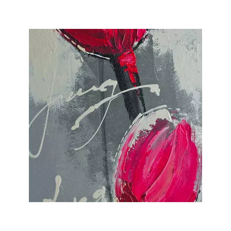 Pintura de flores sobre lámina de aluminio, 40 x 120 cm : WIkao