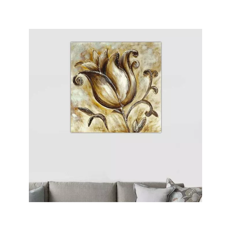 Cuadro estilizado de flores de rosa, 76x76cm