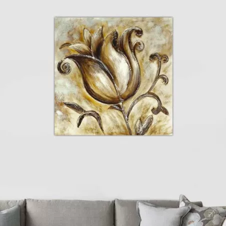 Cuadro estilizado de flores de rosa, 76x76cm