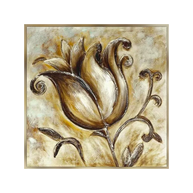 Cuadro estilizado de flores de rosa, 76x76cm