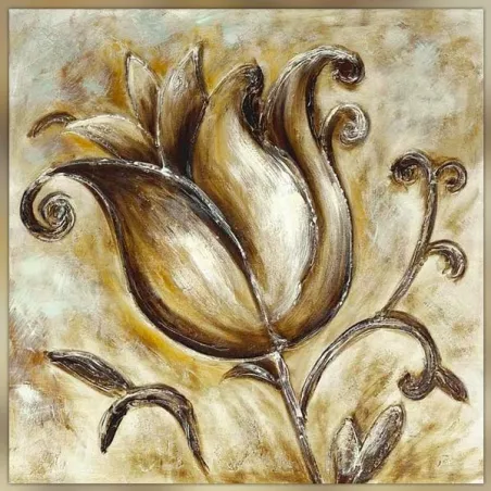 Cuadro estilizado de flores de rosa, 76x76cm
