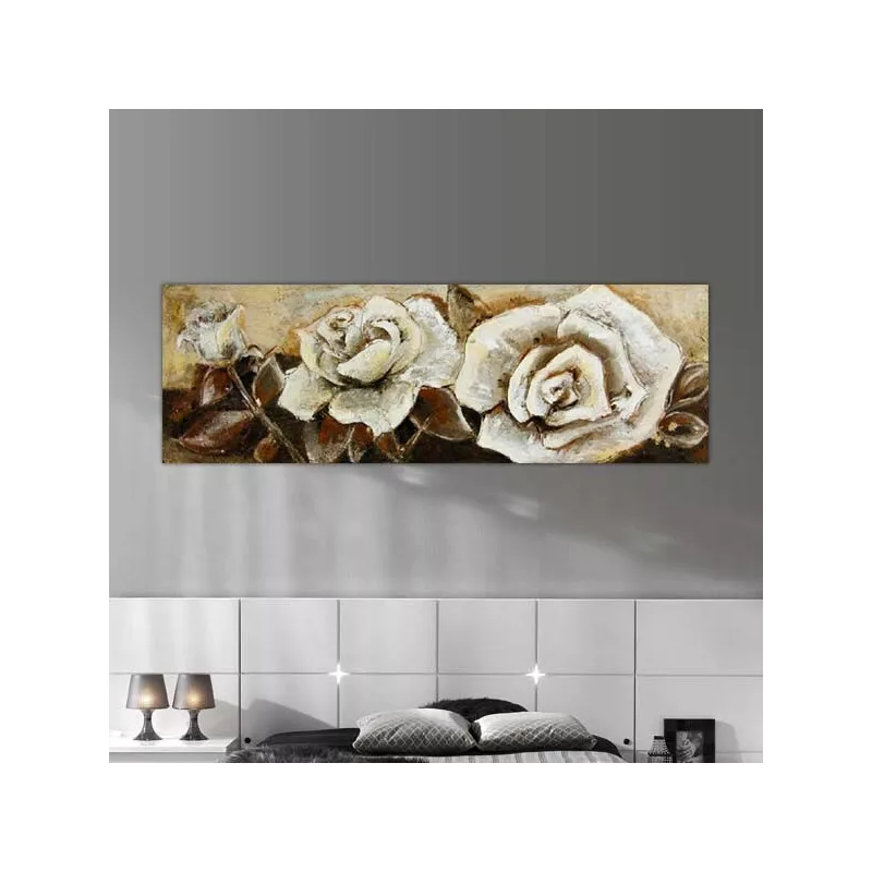Cuadro panorámico de capullos de rosa, 120 x 40 cm