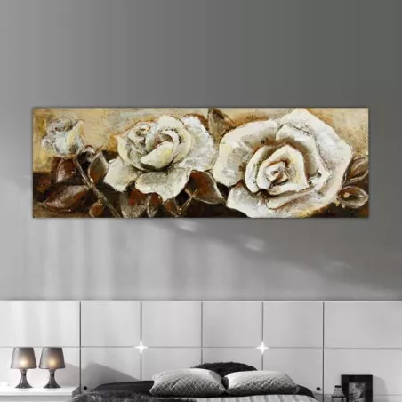Cuadro panorámico de capullos de rosa, 120 x 40 cm